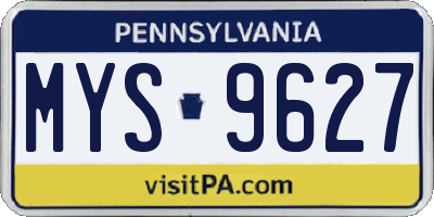 PA license plate MYS9627