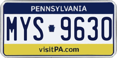 PA license plate MYS9630
