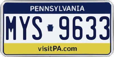 PA license plate MYS9633
