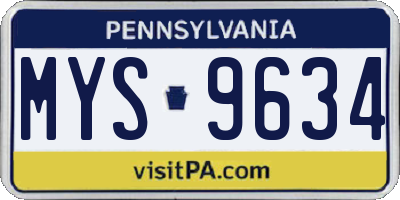 PA license plate MYS9634