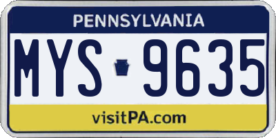 PA license plate MYS9635