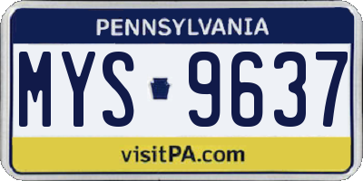 PA license plate MYS9637