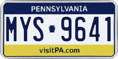PA license plate MYS9641