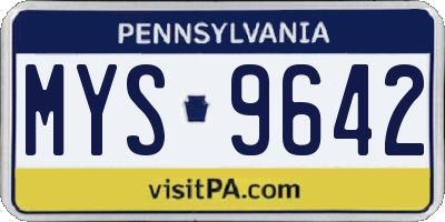 PA license plate MYS9642