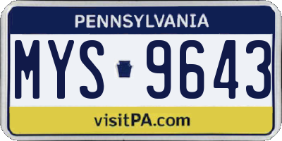 PA license plate MYS9643