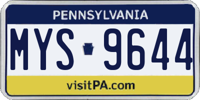 PA license plate MYS9644