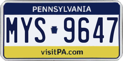 PA license plate MYS9647