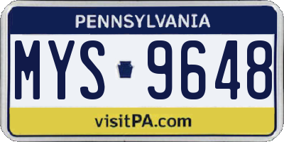 PA license plate MYS9648