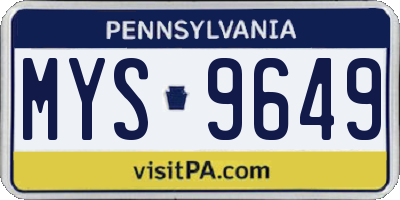 PA license plate MYS9649