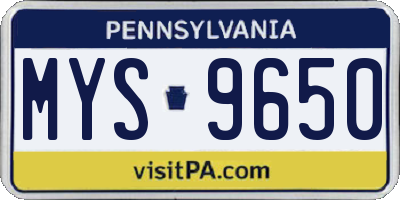 PA license plate MYS9650