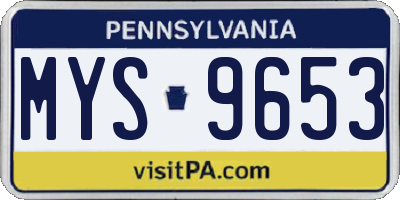 PA license plate MYS9653