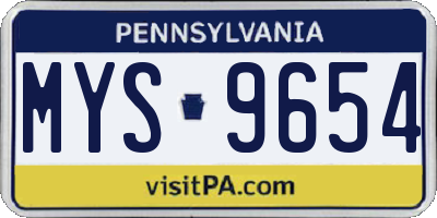 PA license plate MYS9654