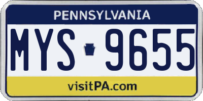 PA license plate MYS9655