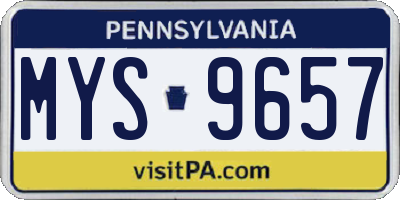 PA license plate MYS9657