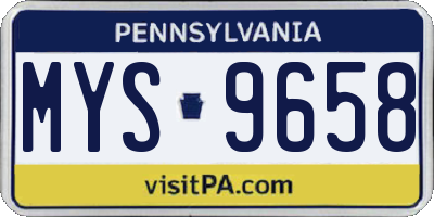 PA license plate MYS9658