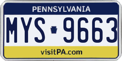 PA license plate MYS9663