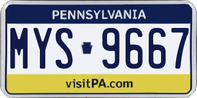 PA license plate MYS9667
