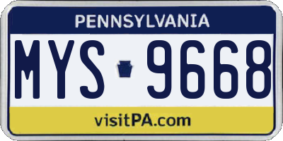 PA license plate MYS9668