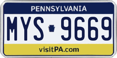 PA license plate MYS9669