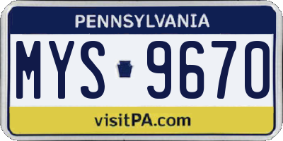 PA license plate MYS9670
