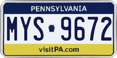 PA license plate MYS9672