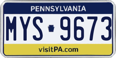 PA license plate MYS9673