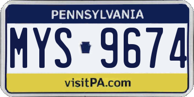 PA license plate MYS9674