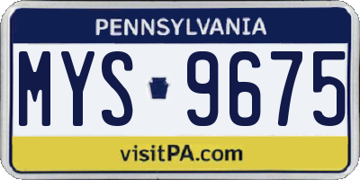 PA license plate MYS9675