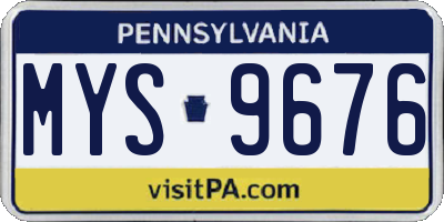 PA license plate MYS9676