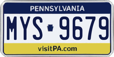 PA license plate MYS9679
