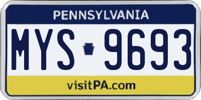 PA license plate MYS9693