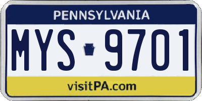 PA license plate MYS9701