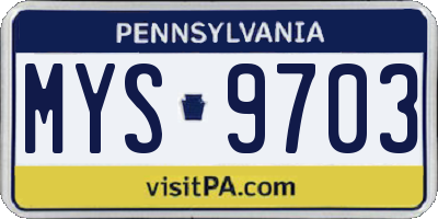 PA license plate MYS9703
