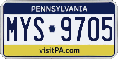 PA license plate MYS9705