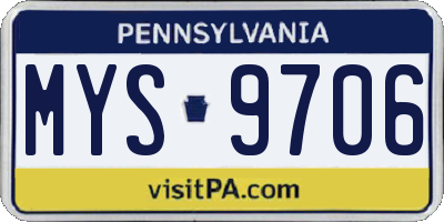 PA license plate MYS9706