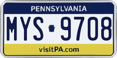 PA license plate MYS9708