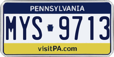 PA license plate MYS9713