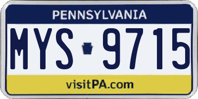 PA license plate MYS9715
