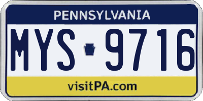 PA license plate MYS9716