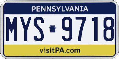PA license plate MYS9718