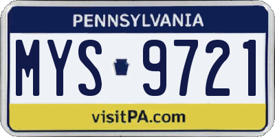 PA license plate MYS9721