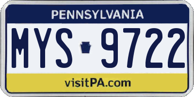 PA license plate MYS9722