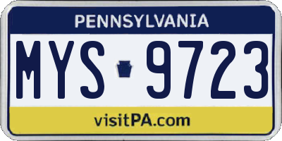 PA license plate MYS9723