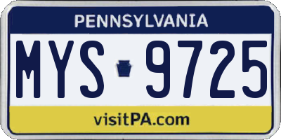 PA license plate MYS9725
