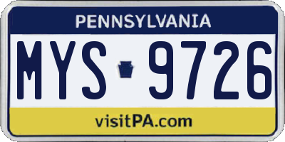 PA license plate MYS9726