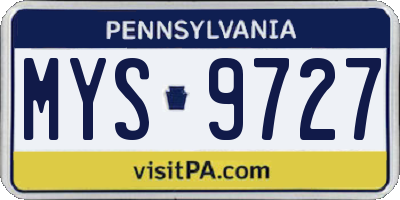 PA license plate MYS9727