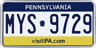 PA license plate MYS9729