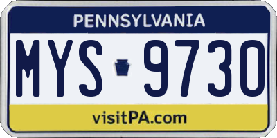 PA license plate MYS9730