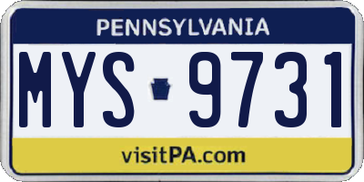 PA license plate MYS9731