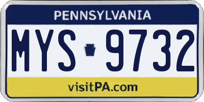 PA license plate MYS9732
